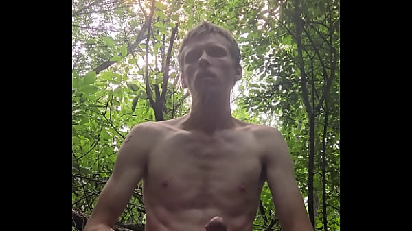 Cumshot in the woods 2